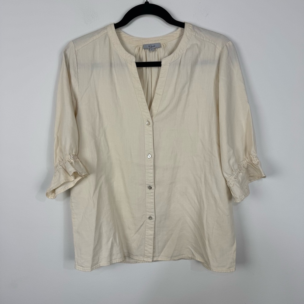 Rails Linen Blend Ivory Off White Button Down Blouse